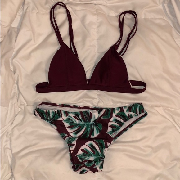 SHEIN Other - Burgundy and patterned bikini